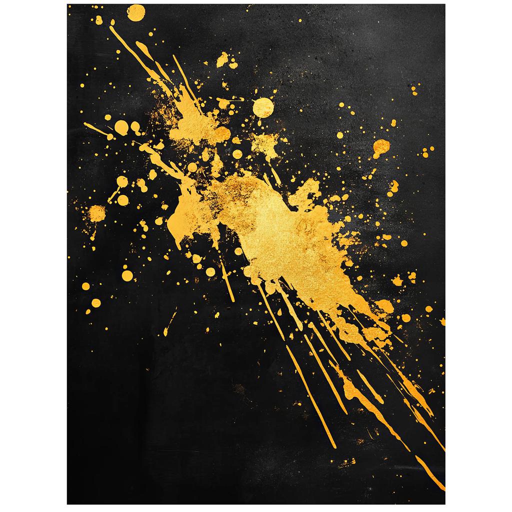 Złote Iskry Na Czarnym Tle Złote Iskry Na Czarnym Tle, 30X40 Cm, Rama Aluminiowa Złota, Papier Matowy 230 Gsm