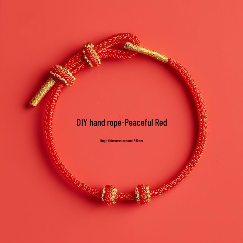 Perlen-Gold-Tierkreiszeichen-Rot-Handgeknüpftes Seilarmband