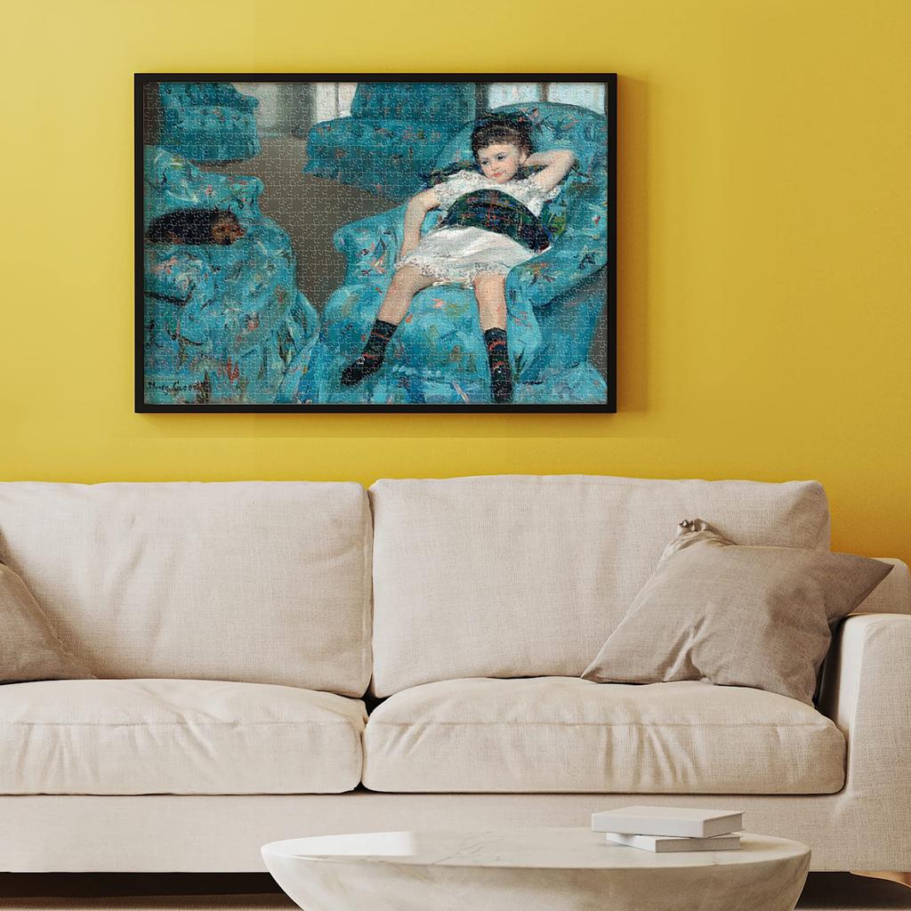 D-Toys 1000-piece jigsaw puzzle, 77387-CA01, Mary Cassatt: Little Girl in a Blue Armchair, 47 x 68 cm