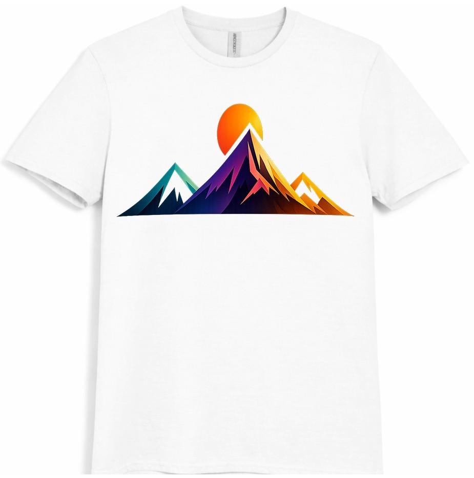 Mountain Sunset T Shirt Colorful Range Landscape Adventure Hiking Graphic Tee