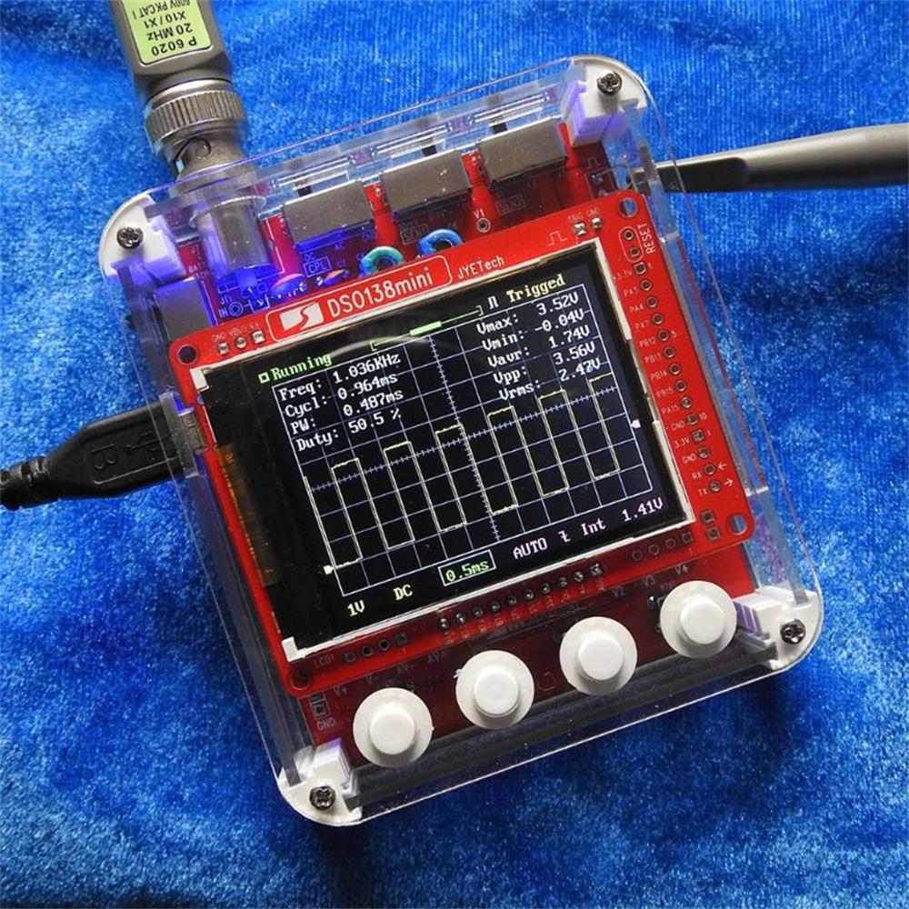 Digital Oscilloscope Kit DIY Learning Pocket-size DSO138mini Upgrade with Acrylic Protection Case