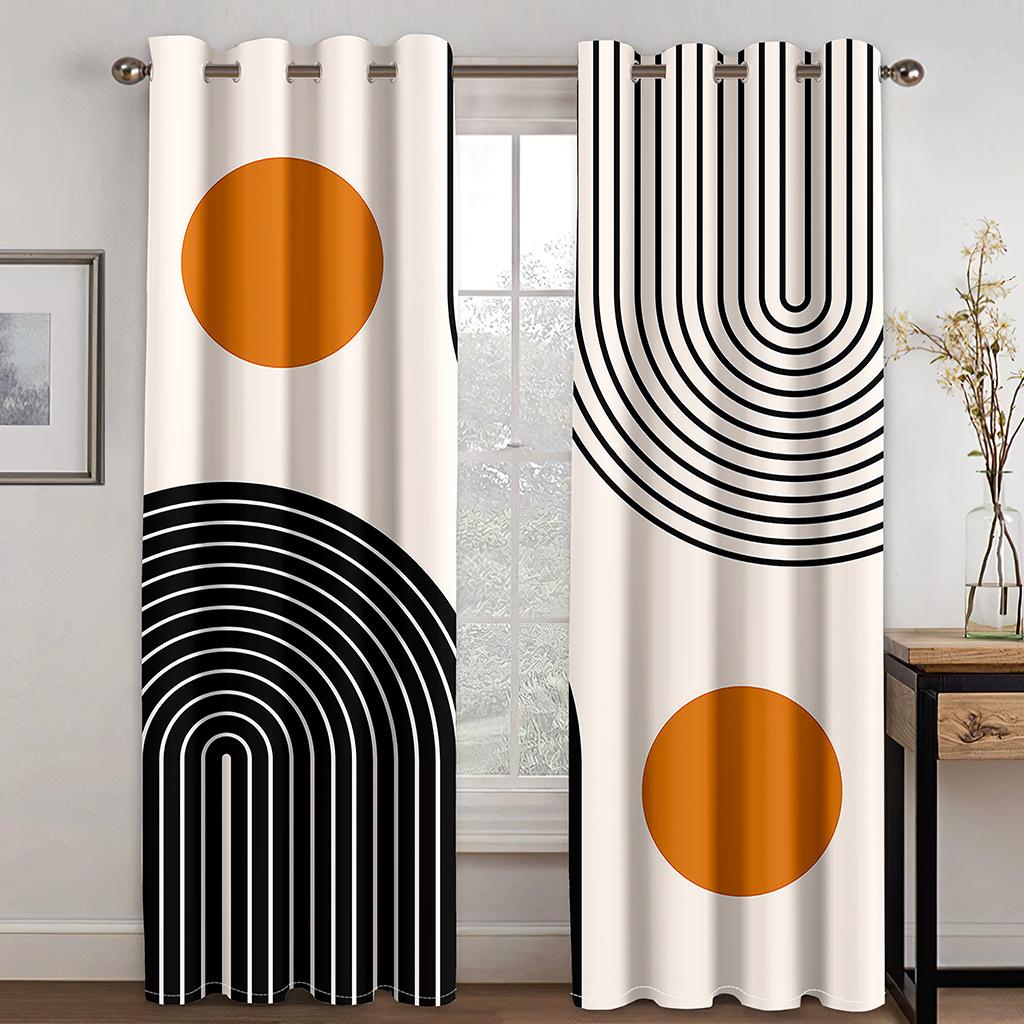 

Современные геометрические круглые шторы черно-белые оконные шторы 2 панели абстрактный гостиная спальня домашний декор 50W60H(CM)X2PCS&Rod Pocket