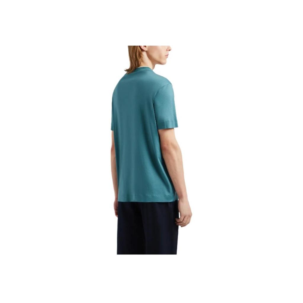 Emporio Armani Letter Print Crew Neck Short Sleeve T-Shirt Men tops Dark-Blue 3D1TD4-1JUVZ-10756