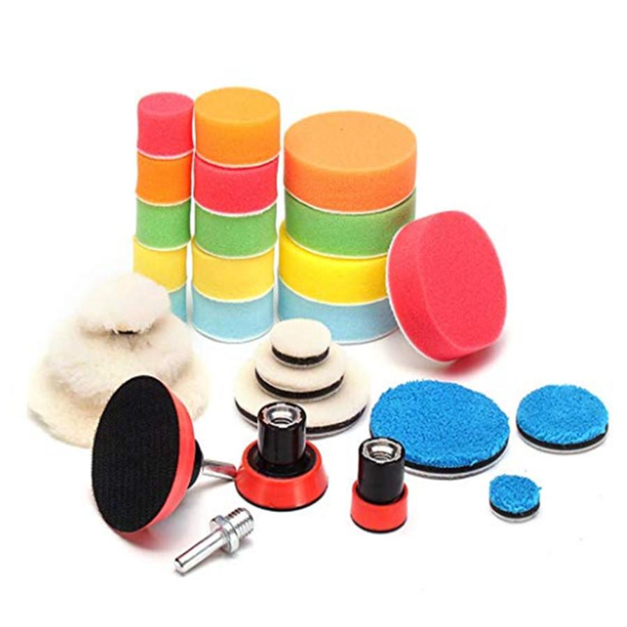 29x Car Polishing Kit 1/2/3 Inch Buffing Pads Foam Woolen Sponge Pad M14 Adapter