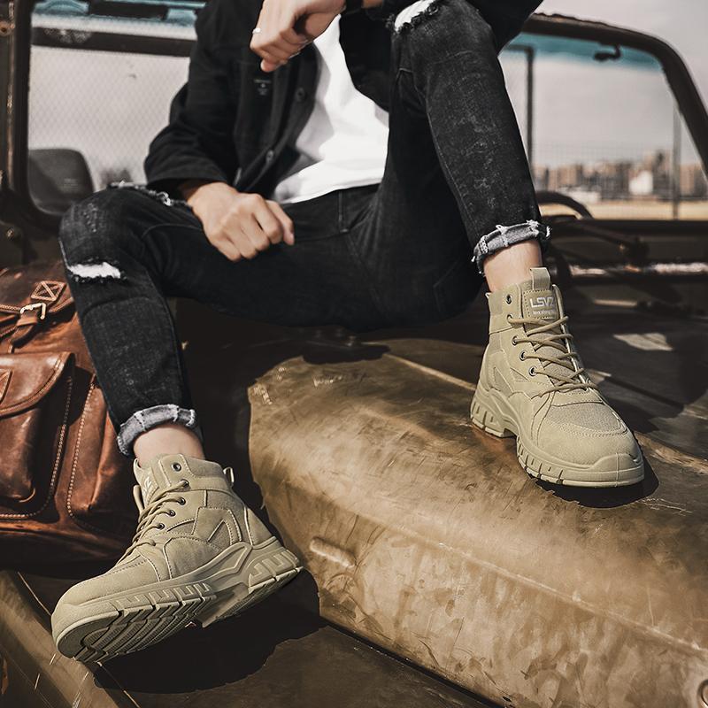New Fashion Autumn And Winter Men's High Top Martin Boots Students Male Boys Trending Soft Sole Work Shoes Labor Protection Martin Sneakers