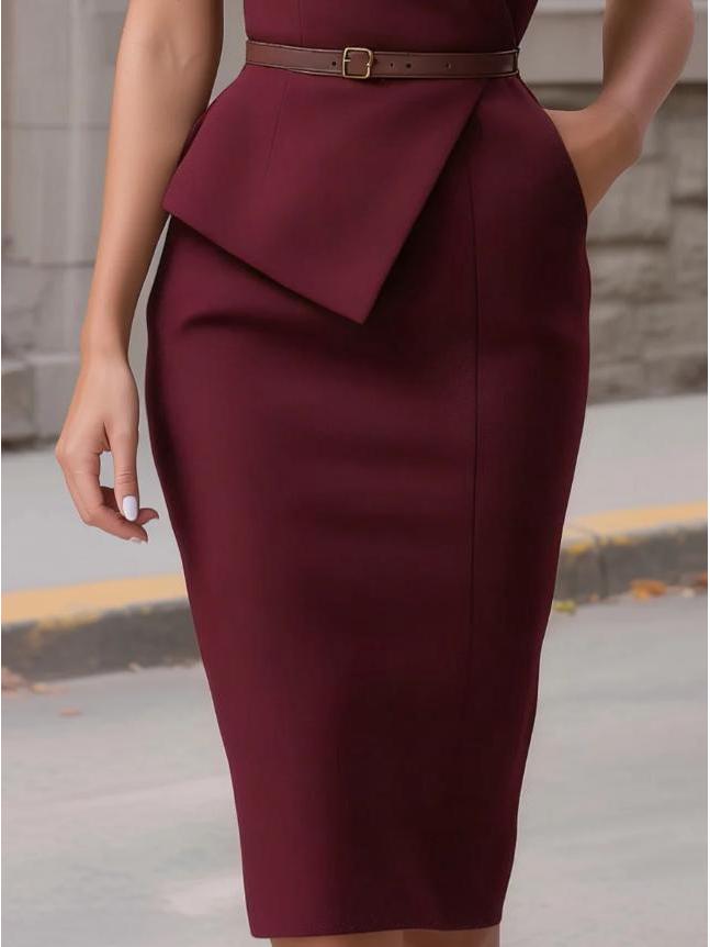 Elegant V-Neck Solid Color Short Sleeve Women's Dress - Summer 2026 Collection