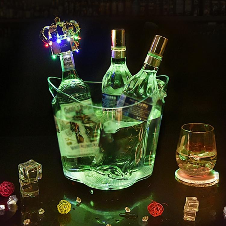 Beer Beverage Ice Bucket Battery Powered LED Ice Bucket Wine Ice Bucket with Colorful LED Light for Night Bar Wedding