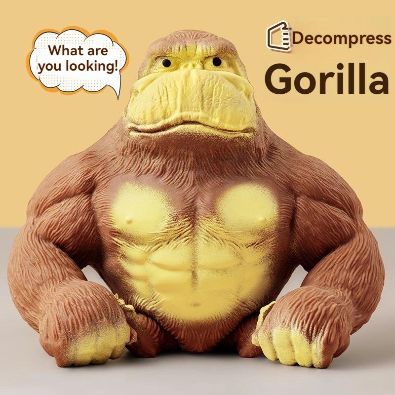 Cute Gorilla Figurines Humorous Expression Monkey Statues Stretchable Squeeze Animal Figure Office Ornament Home Decoration