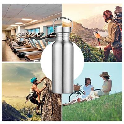 Bamboo Lid Single Walled Insulated Metal Flask Stainless Steel Bicycle Water Bottles Water Bottle