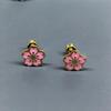Stainless Steel Five-Petal Flower Drop Oil Earrings with Twist Screw Anti-Loss Design