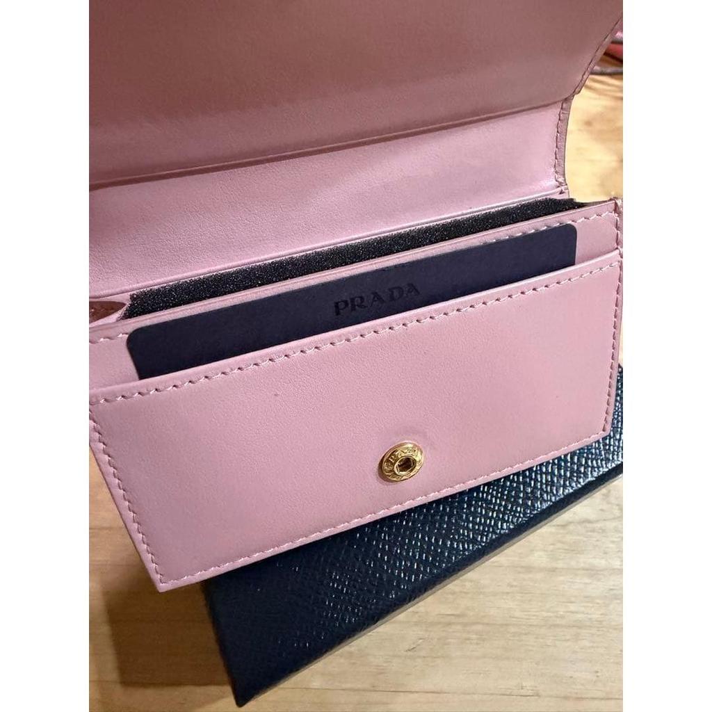 Used PRADA Card Case with Ribbon, Gray