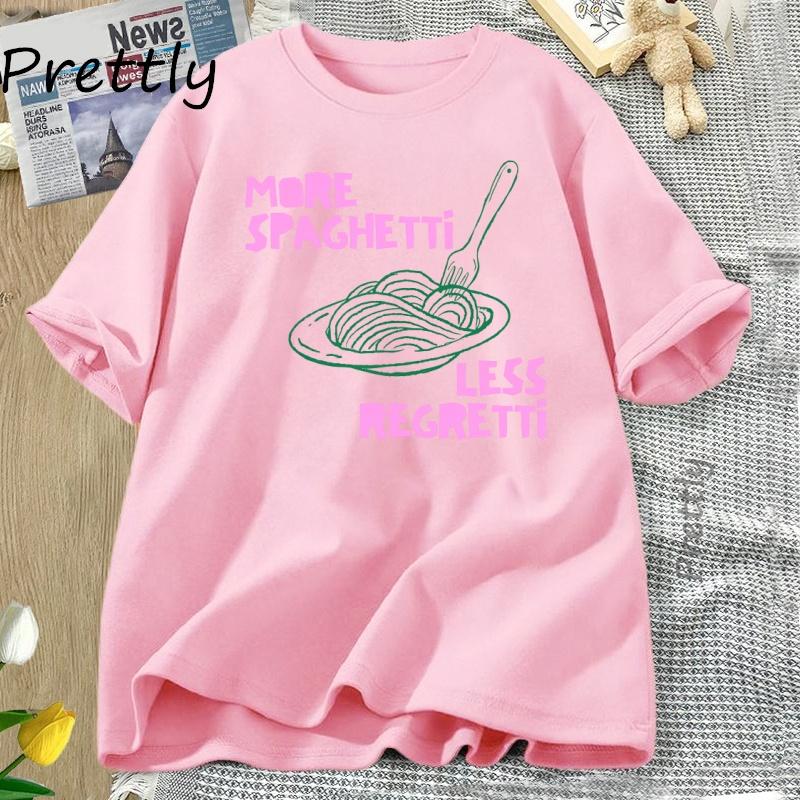 Spaghetti T Shirt Pasta Lover Tee Italian Food TShirt Unisex Women Funny Cotton Short Sleeve Graphic T Shirts Womens Clothing