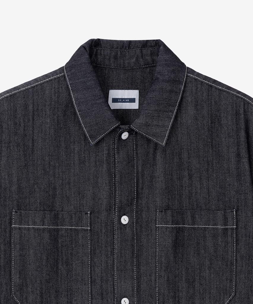 MINDBRIDGE Non-Faded Denim Oversized Short Sleeve Shirt Myws3153
