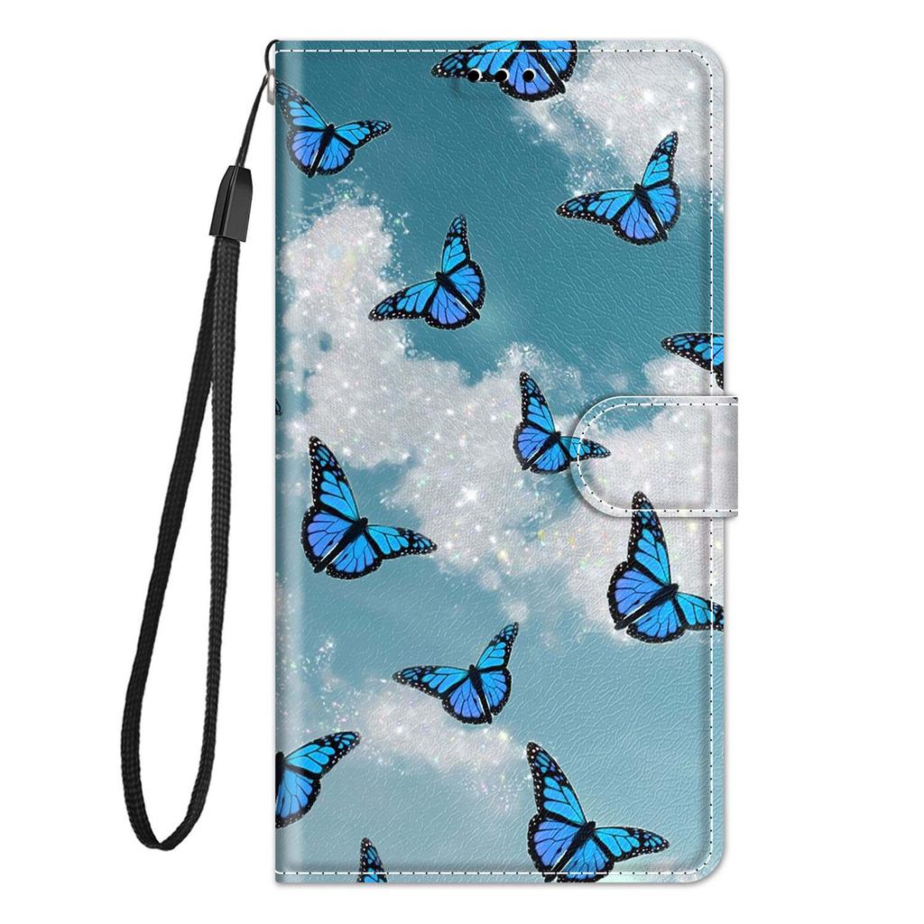 White Cloud Blue Butterfly PU Leather Wallet Flip Photo Frame Book Case for iPhone Samsung Huawei Honor Xiaomi Redmi Oppo Sony Motorola Nokia Google