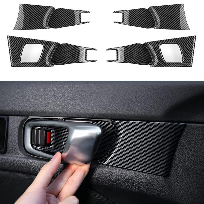 For Honda Civic 11th Gen  Car Door Armrest Panel Cover Trim Door Handle Bowl Frame Cover Trim ABS Carbon Fiber Car Styling Door Handle Cover A