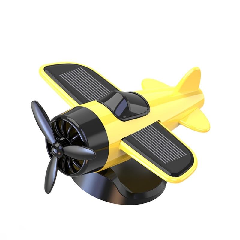 Solar Energy Powered 360 Spin Aircraft Car Ornament ABS Dashboard Decoration with Not Slip Base Interior decors