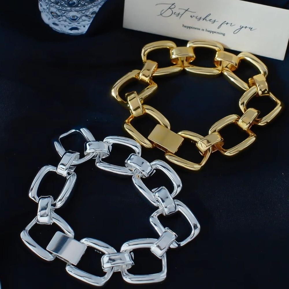 Chunky Chain Chain Bangle Geometric Hollow Hand Jewelry Fashion Statement Wristwear  Women Jewelry