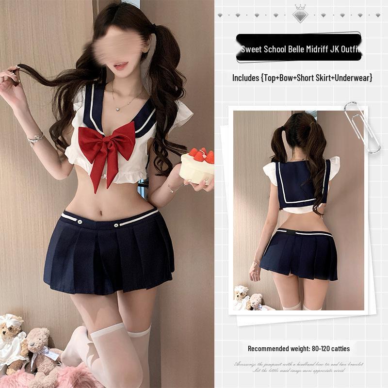 Seductive Schoolgirl Mini Skirt Sailor Suit Sleepwear Set