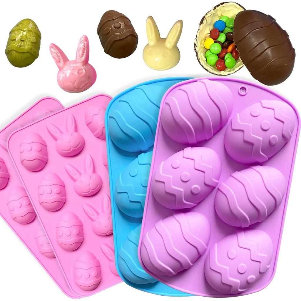 Silicone Chocolate Mold 4 Pack for Pralines, Candies, Jellies, Mousse, Cake Baking Molds Non-Stick Flexible Easy Release