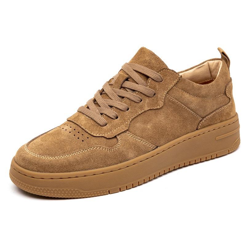 Men s workwear board shoes 2026 new retro versatile leather thick sole height increasing casual shoes 38 коричневый