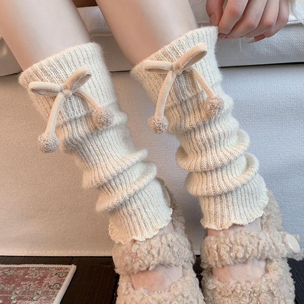 Thickened Knitted Foot Cover Solid Color Crochet Socks Boot Cuffs Spring, Autumn and Winter