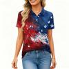 Women's Fashion Casual Lapel Short Sleeve Printed Shirt Women's Button Up Tops