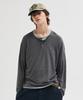 LEIRE Soft Henley Neck Long Sleeve T-Shirt [Charcoal]