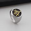 Men's Retro Freemason Skull Ring - European & American Punk Blackened Stainless Steel