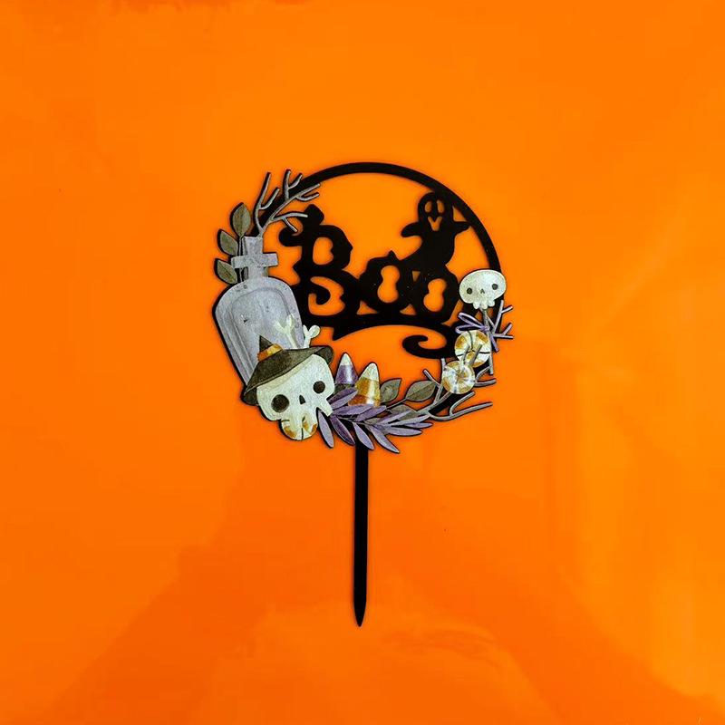 Halloween Castle Bat Acrylic Cake Topper Colorful Party Decoration