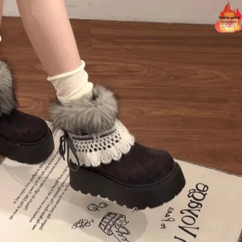 

Women s 2025 Thick-Soled Fleece-Lined Anti-Slip Snow Boots for Winter 35 сірий колір
