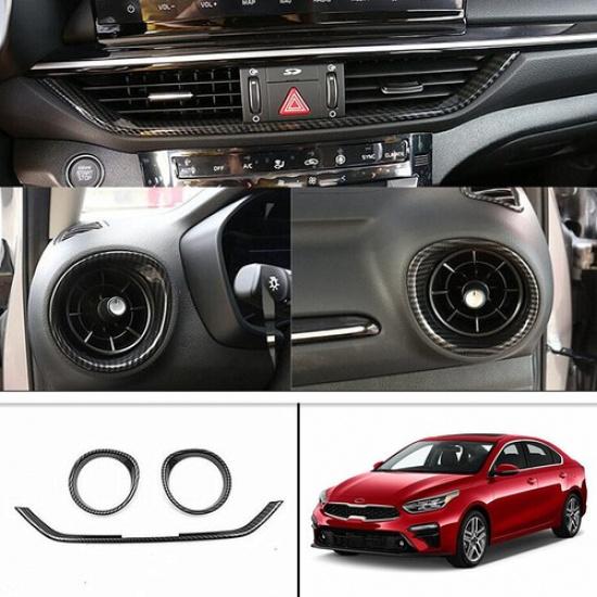 Carbon Fiber ABS Central Console Air Outlet Vent Trim For Kia Forte/K3 2019-2021