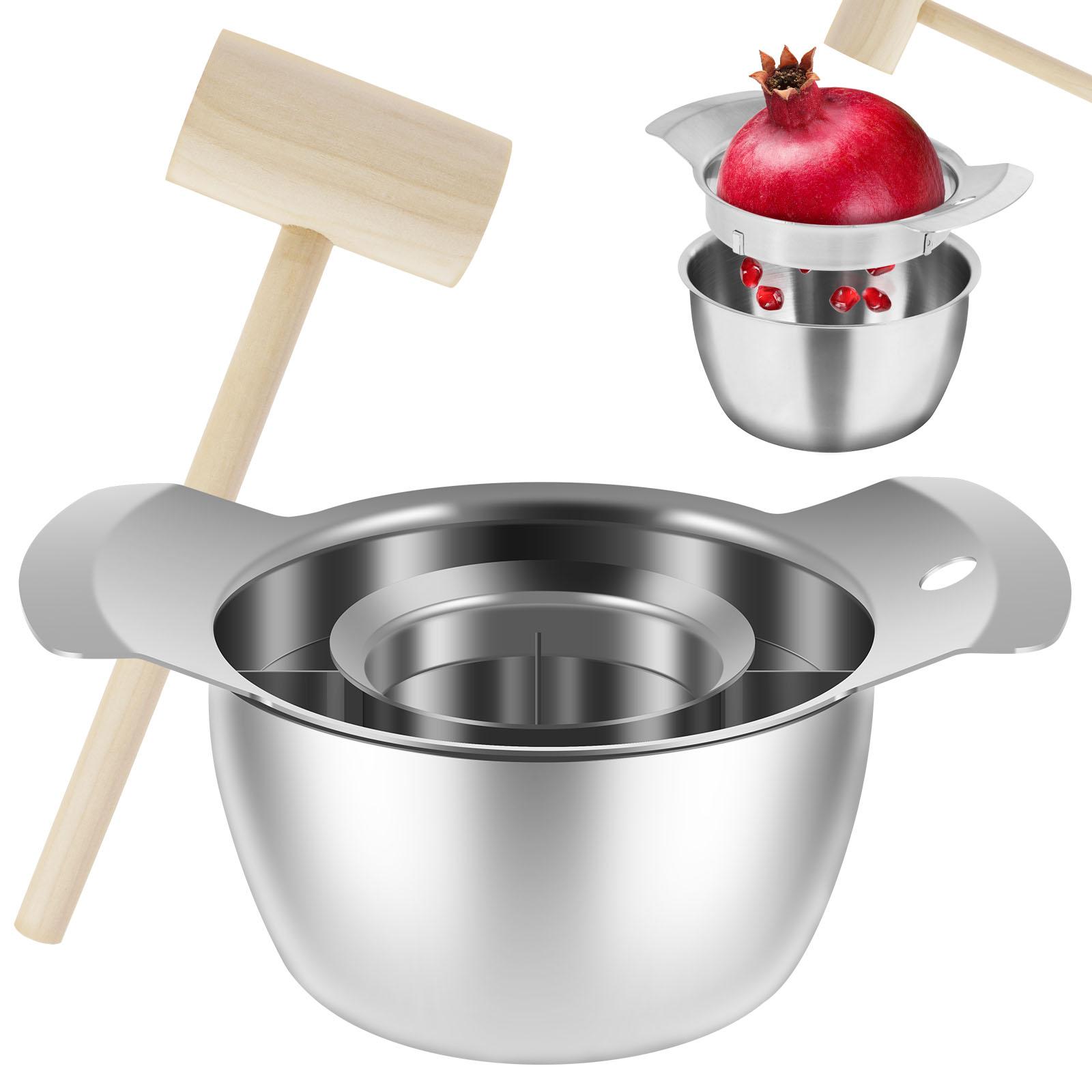 

304 Нержавіюча сталь Гранатовий пілер Гранатовий десідер Антиковзний Інструмент для видалення гранатових кісточок з мискою та дерев яним молотком