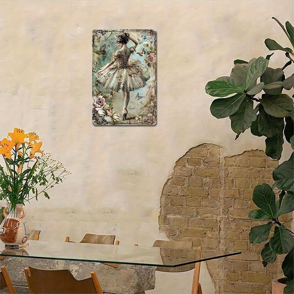 1pc Aluminum Vintage Ballerina Tin Sign - Reusable, Pre-Drilled Wall Decor for Home & Bar - Shabby Chic, Waterproof, Weather-Res