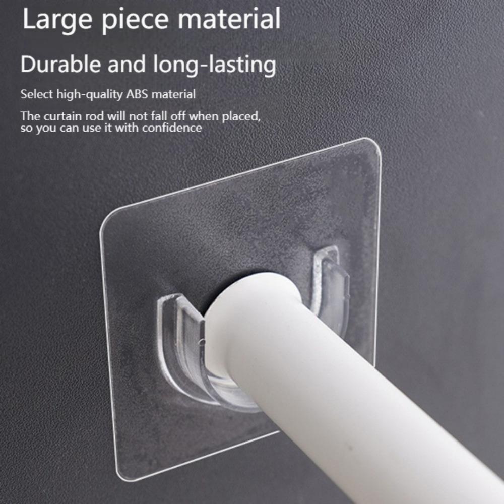 2/4/6 Pcs Non Perforated Curtain Rod Fixing Seat, Strong Adhesive Multifunctional Transparent Hook, Semi-circular Fixing Groove