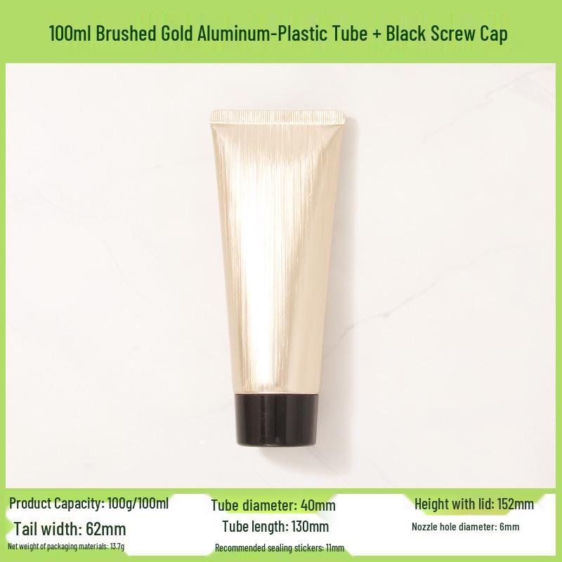 Мягкая композитная туба 100 мл / 100 г, цвет «Матовое золото и серебро», с акриловой крышкой - Пустой косметический флакон