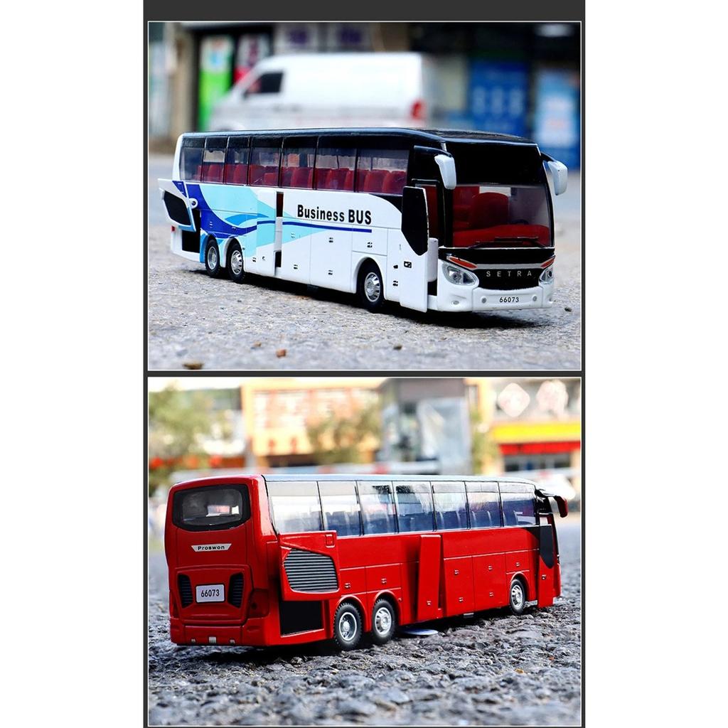1/32 Electric Tourist Toy Traffic Bus Alloy Car Model Diecasts Simulation Metal Toy Business Bus Model Sound and Light Childrens Gift