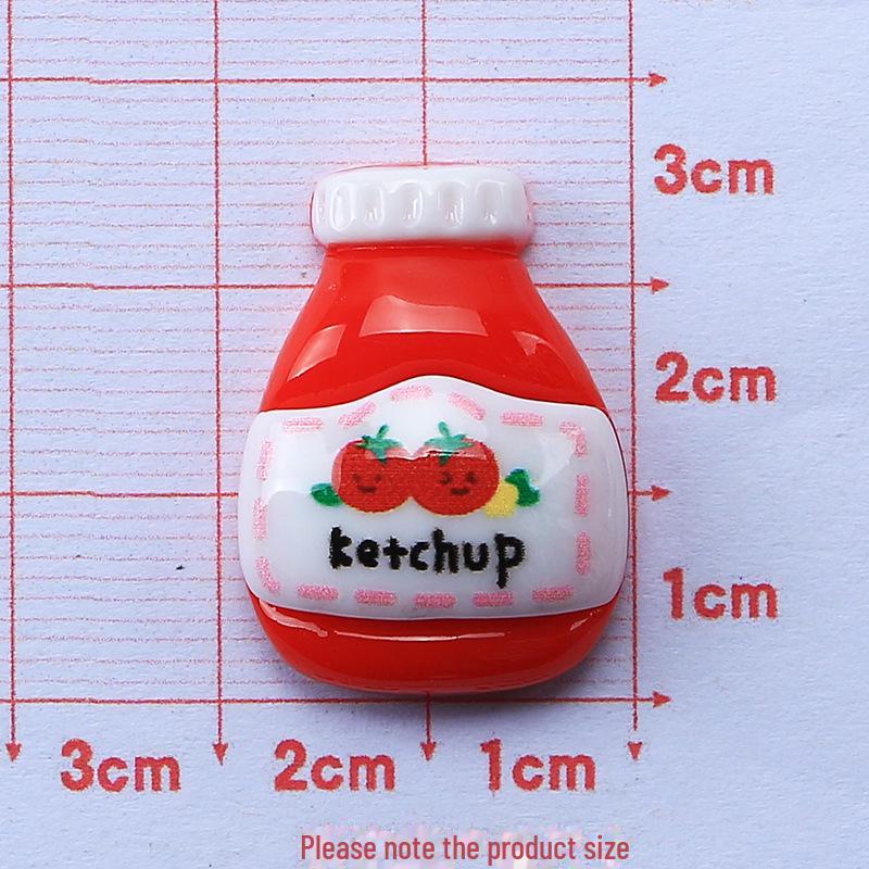 Bouteille d'assaisonnement créative de dessin animé: Accessoires faits main en résine à base de colle crème pour boucles de chaussures et épingles à cheveux