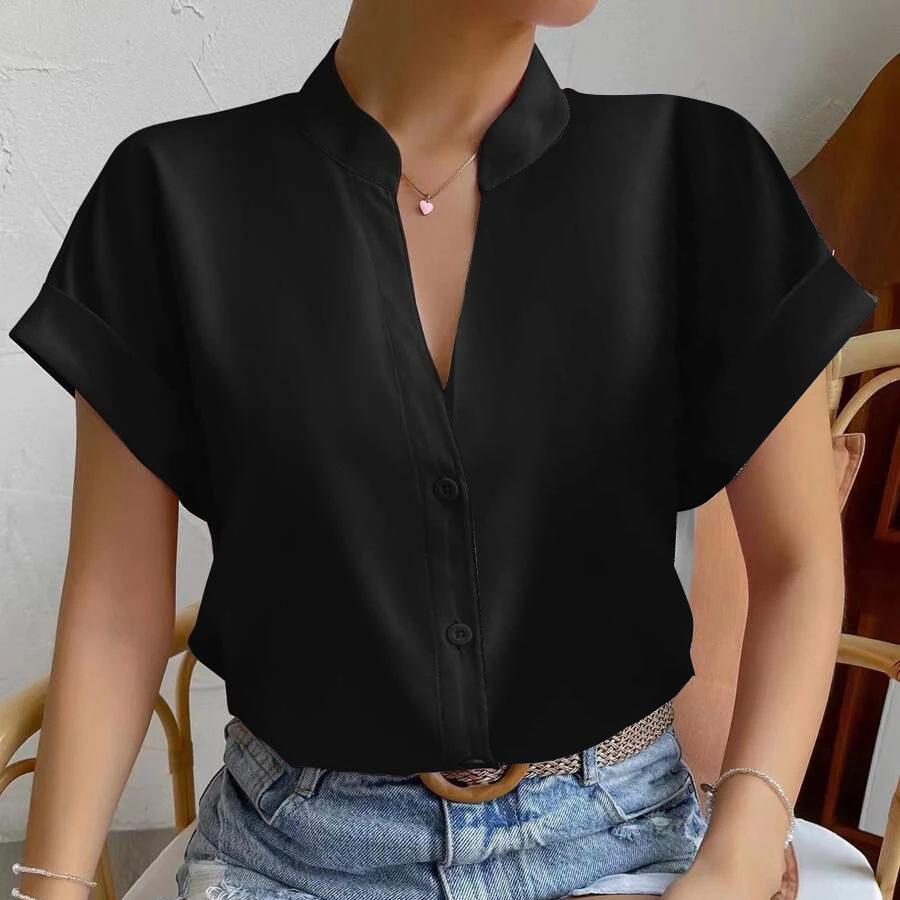 Women's Fashion Shirt Summer Simple V-neck Women's Shirt Shirt Women's Bottoming Shirt T-shirt