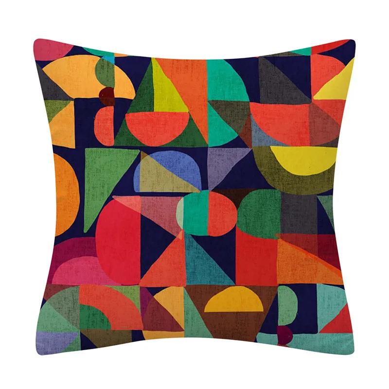45*45cm Creative Color Geometric Design Pattern Cushion Cover Sofa Office Seat Car Waist Home Decoration