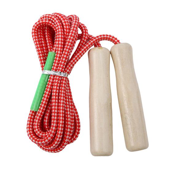 Jumping Rope Wood Handle Adjustable Strong Flax Weaving Long Rope Fat Burning Professional Adult And Children Fitness Exercise