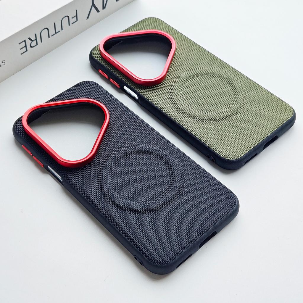 Magnetic Skin-friendly Matte Leather Case Nylon Woven Back Cover For Huawei Pura 90 Pro and Pura 90 Pro Max