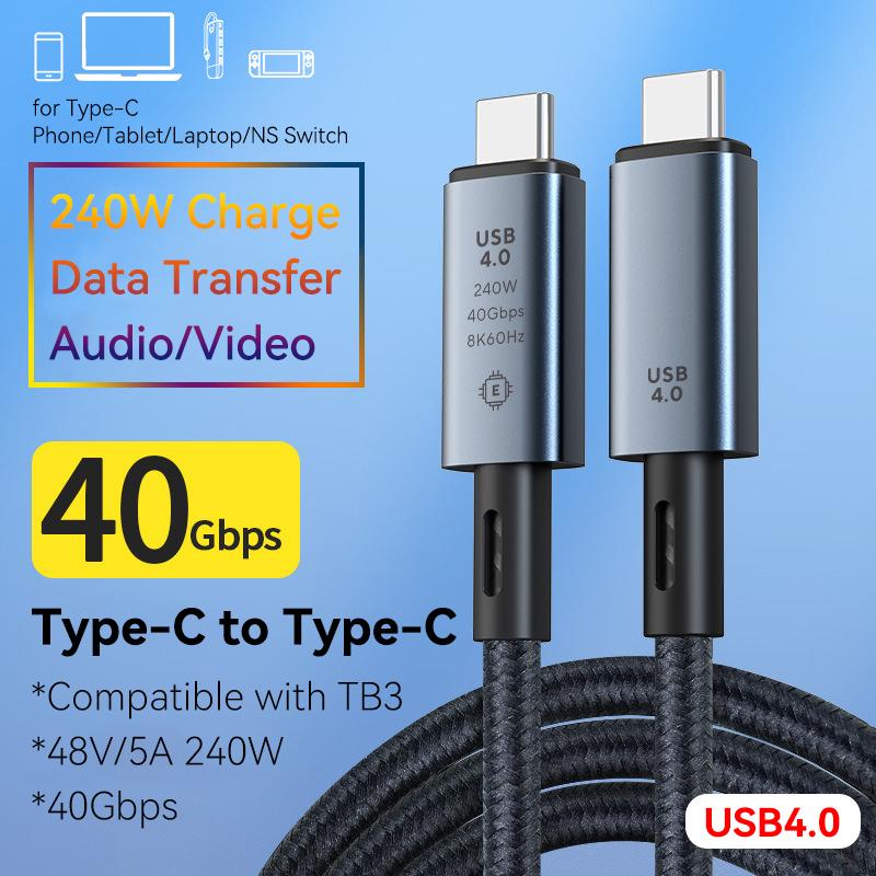 

Кабель USB4.0 USB C к Type C PD 240 Вт 8K 60 Гц 40 Гбит/с Кабель USB C для ThunderBolt3 TB4 Macbook iPad Samsung Google Pixel Xiaomi Huawei 1m