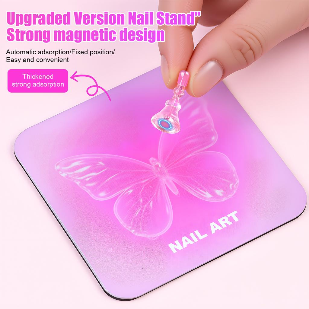 Love Nail Support Metal Base Wear Manicure Practice Magnetic Hook Acrylic Colorful Chess Piece Silver