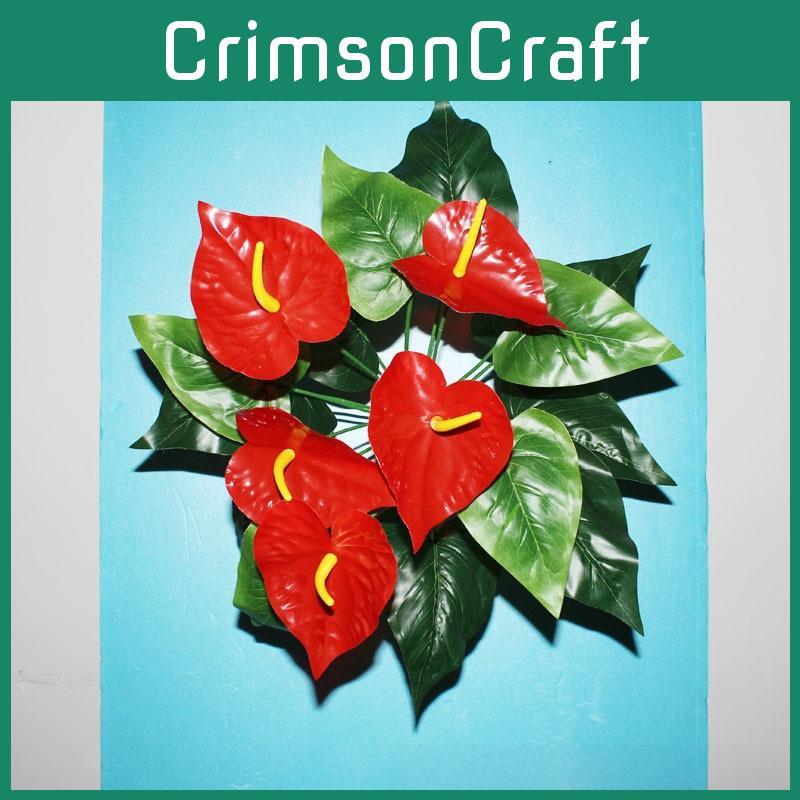 Anthurium Andraeanum Linden Silk Flower Plant For Home Decor And Indoor Office Space