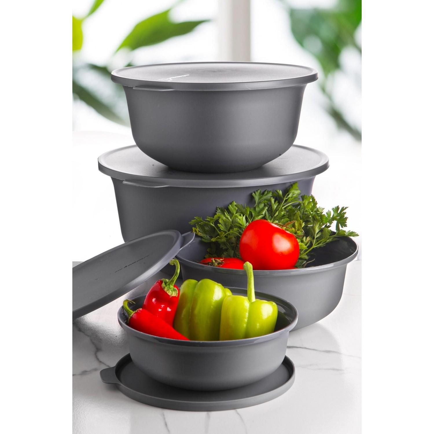 

Набор из 4 размеров круглых контейнеров для хранения с крышками - Чаша для взбивания (7,5 л + 4 л + 2 л + 1 л)