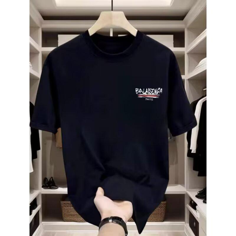 Trendy brand t-shirts for men 2025 new short-sleeved summer clothes tops pure cotton loose white T-shirt round neck