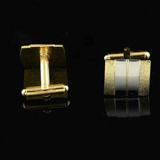Men's Frosted Silver Gold Plated Cufflinks Tie Bar Clasp Clip Set Business Gift