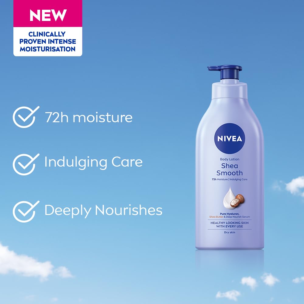 Nivea Shea Smooth 400ml Body Lotion For Men & Women | 48H Moisturization | Non-Greasy Velvet Skin | Deep Hydration Serum