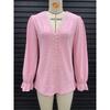 Women's Lace V Neck Blouse Long Sleeve Eyelet Embroidery Casual Loose Fit Shirt