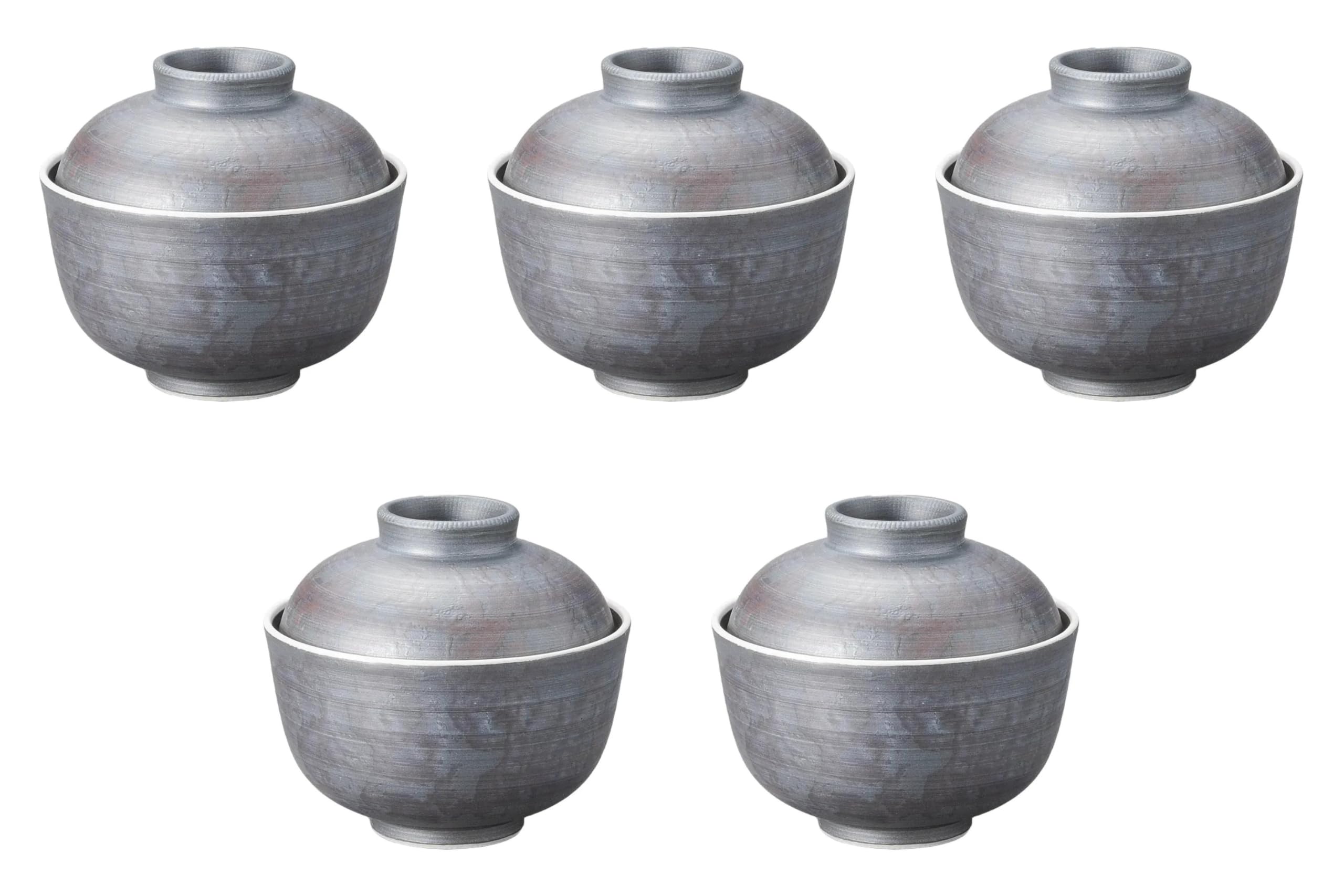 

Set of 5 Smoked Silver Round Dessert Bowls x Simmered Food Bowls Setomonohonpo [11.1 9.3 cm]